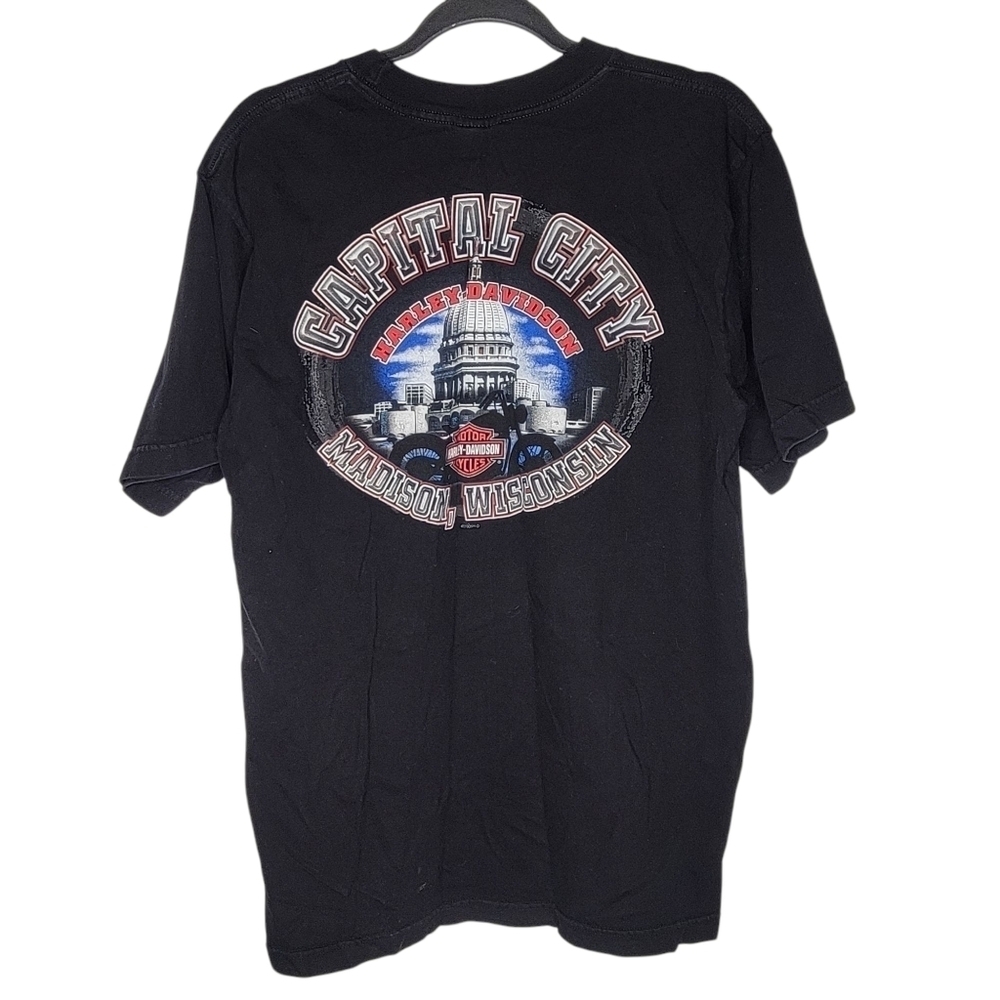 Vintage Y2K Harley-Davidson Capital City Madison Wisconsin Graphic T-Shirt Sz L - Picture 2 of 4